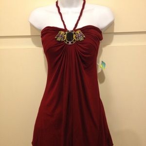 NWT XS Gorgeous Maroon Jeweled Tunic
